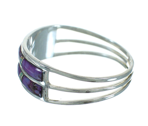 Genuine Sterling Silver Magenta Turquoise Opal Inlay Ring Size 4-1/2 AX89943